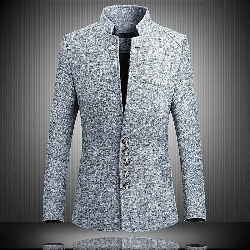 Adisputent Chinese Style Business Casual Stand Men Jacket New Collar Male Blazer Slim Mens Blazer Jacket Plus Size 5XL