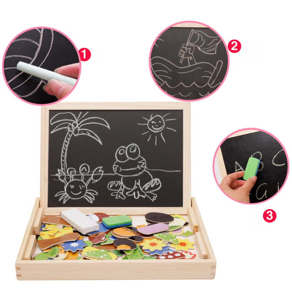 Детские деревянные пазлы животные движение лес игрушки Танграм многофункциональная магнитная доска для рисования детские головоломки развивающий подарок