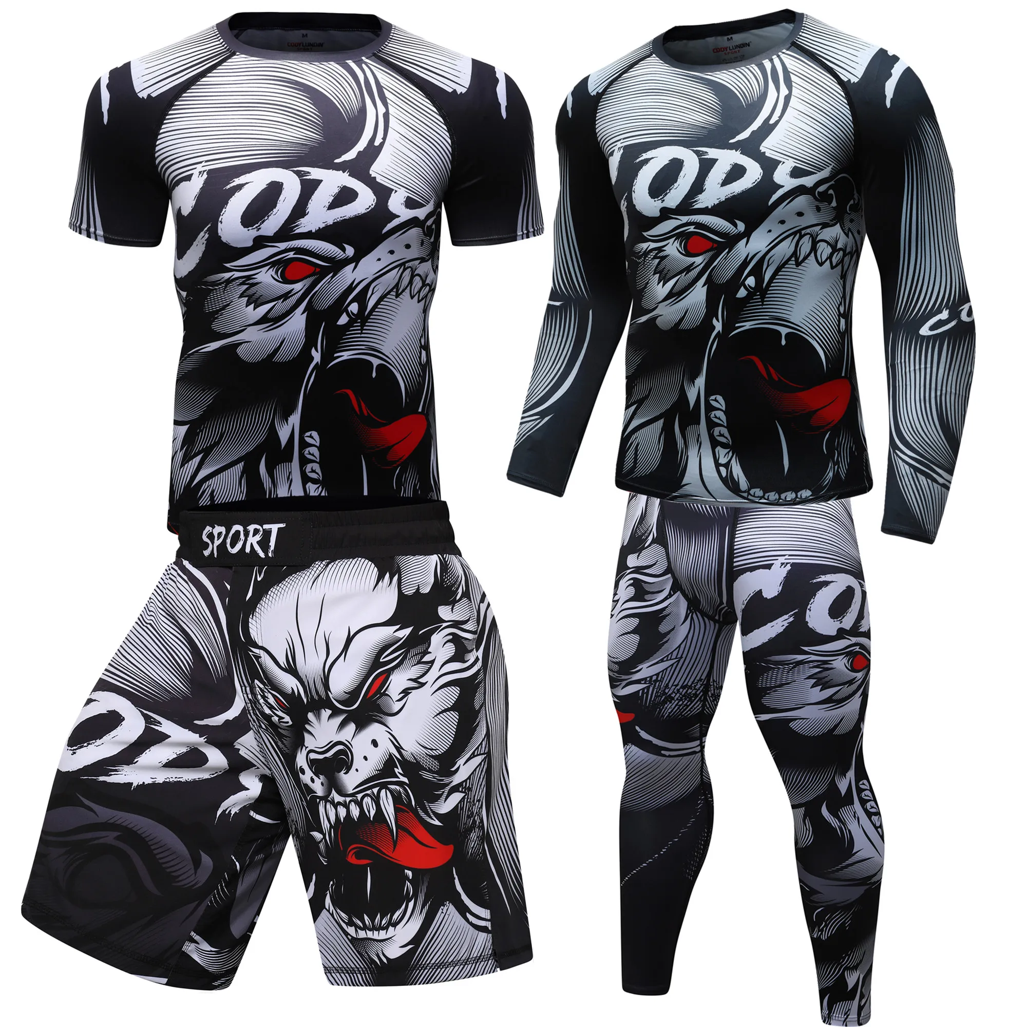 jiu jitsu Rashguard men's t-shirts hosen mma shorts bjj Boxeo kickboxing jerseys rash guard Gym Clothing mma Boxing T-shirt set
