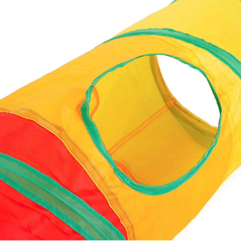 Extra Long Fun Pet Tunnel Cat Play Rainbow Tunnel Brown Foldable 2 Hole Cat Tunnel Kitten 4