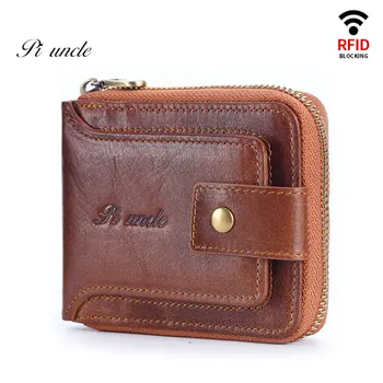 

Mutifunction Genuine Leather Wallet RFID Blocking Protection Wallet Men Coin Purse Male Walet Purse Small Pocket Money Bag