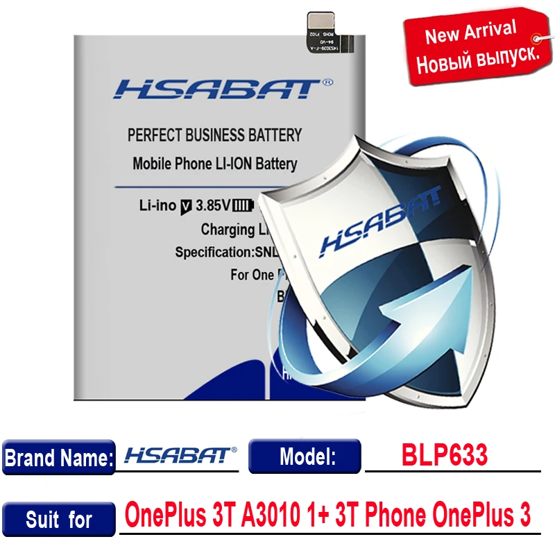 HSABAT 4650 мАч батарея для OnePlus 3T A3010 1+ 3T телефон BLP633 OnePlus 3 высокое качество запасной аккумулятор для мобильного телефона