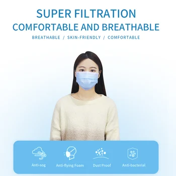 

50 Pcs Disposable Face Mask 3 Layer Anti-Pollution Dust-Proof Earloop Masks