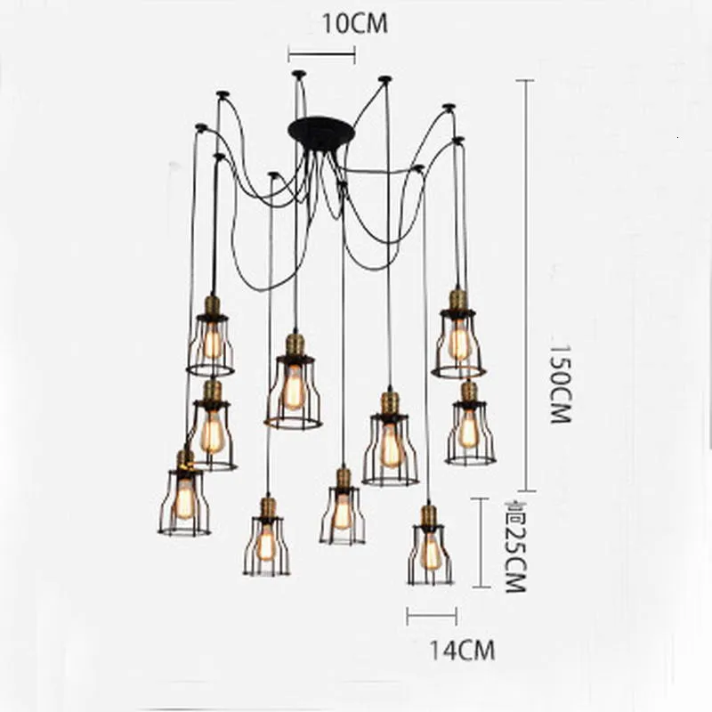 DIY антикварный кластер Edison Ретро Паук Люстра 10 светильник для столовой спальни подвесной светильник для бара офиса Кофейни