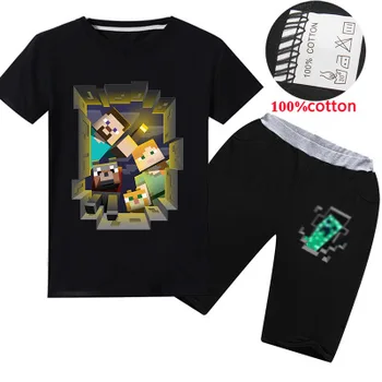 

kids Boys Girls autumn suit Minecrafters Cartoon Clothes Sweatshirts Long Sleeve +trousers Christmas Shirt Game Creeper 6-14