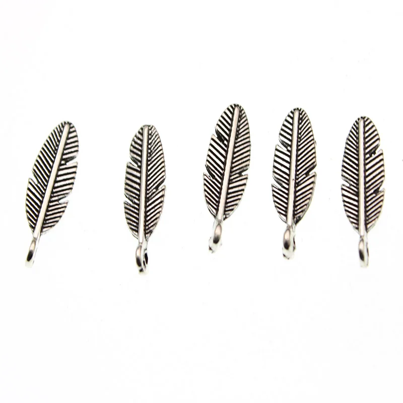 antique silver 20 шт./лот, 21x6 мм, сделай сам, ювелирное изделие, перо, лист, Подвески для изготовления ювелирных изделий, ожерелье, браслет, подвески, сделай сам, материал ручной работы - Окраска металла: antique silver