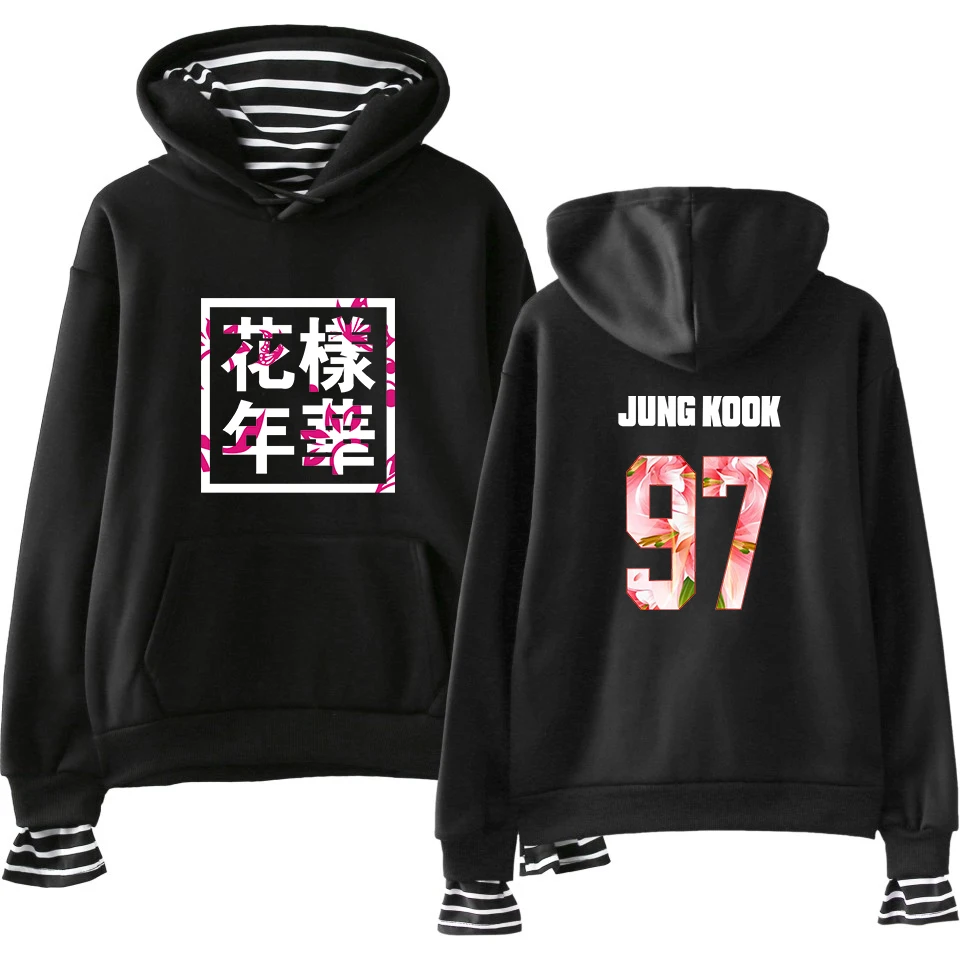  Bangtan Boys Pullover Cap Fake Two Pieces Hoodies Women Fashion Hip Hop Kpop Hoodie JIMIN J-HOPE JU