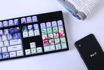 1 комплект 60/87/104 ключи Yanyu(Jiangnan) PBT сублимационный Шапки белая освещенная контржурным светом механическая клавиатура Шапки для MX Переключатель