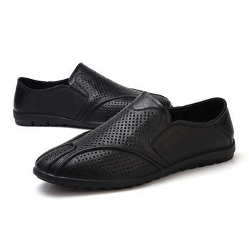 

Big Size Men's Loafers Moccasin Hollow Out Cow Leather Shoes Men Summer Casual Driving Shoes Male Footwear Black Brown Loafer