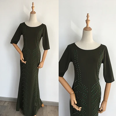 Vestido de festa, женское платье русалки, с коротким рукавом, с круглым вырезом, с бисером, в африканском стиле, для девушек, праздничная одежда, Вечернее Длинное Макси, официальное белое платье - Цвет: 3