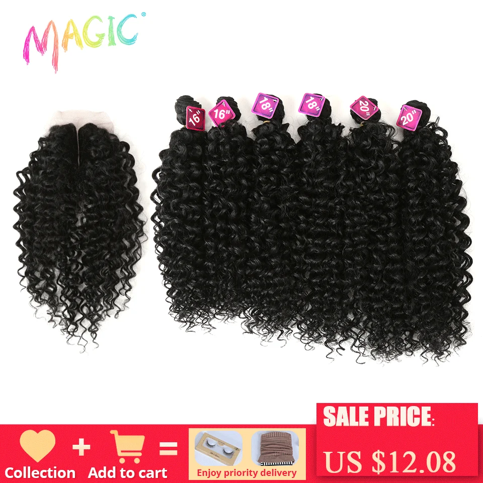 Magic-Synthetic-Afro-Kinky-Curly-Hair-Weave-Hair-16-20-inch-7Pieces-lot ...