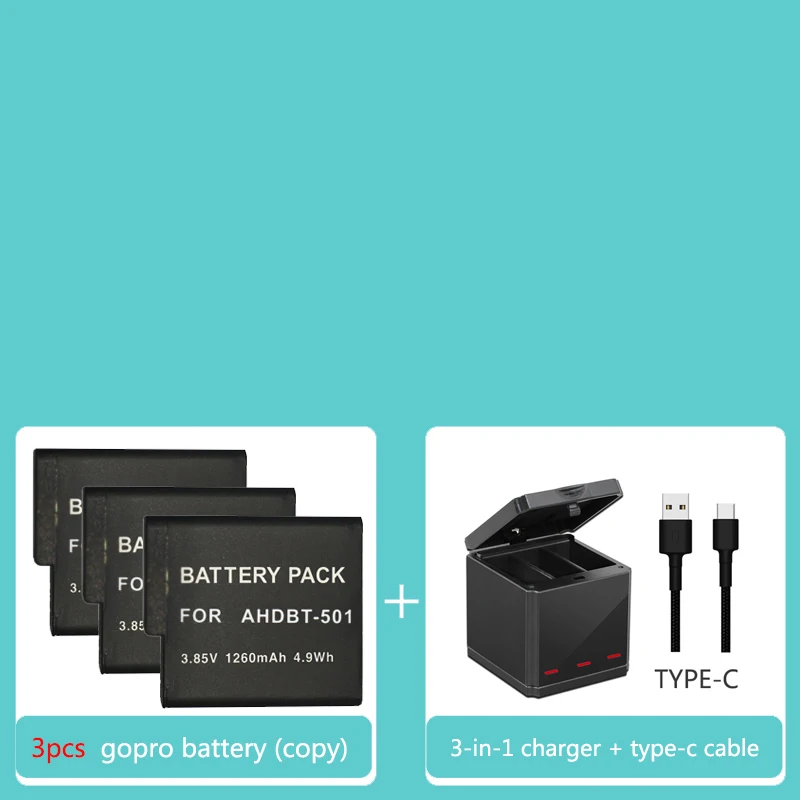 GoPro hero 8 Черные батареи 3 в 1 зарядное устройство Android type-C кабель для Gropro hero 8 в спортивной видеокамеры Аксессуары - Цвет: option 8