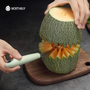 

WORTHBUY Multifunctional Fruit Carving Knife Stainless Steel Melon Cutter With Plastic Handle Kitchen Fruit Vegetable Tools