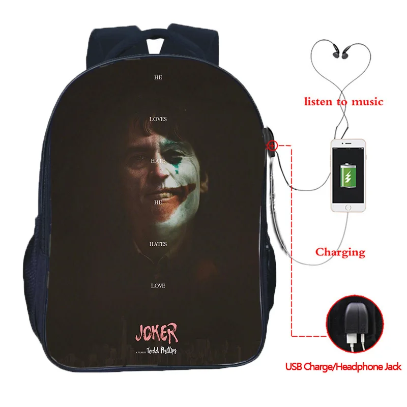 16 дюймов Высокое качество Joker USB зарядка школьные сумки студенческий школьный