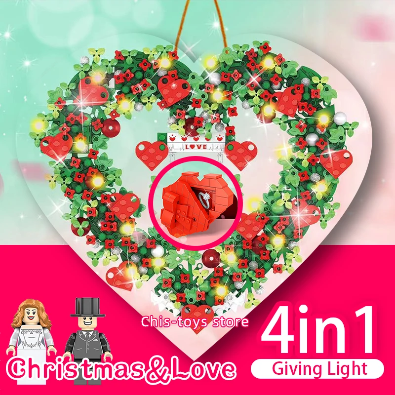 Christmas wreath confession say love wedding gift Souvenir Assembly blocks model Fall in Ring box heart apology | Игрушки и хобби