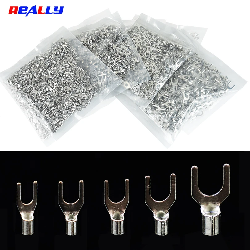 300 Stück/500 Stück nicht isolierte O-Ring-Gabel-U-Typ-verbundene, verzinnte Messingkabelschuhe, Kabelschuhe, Batterie-Crimp-Spade-Stecker – Detail 19
