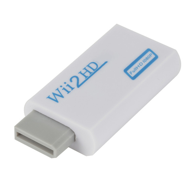 Full HD HDMI-compatible Adapter for Wii to HDTV/PC Desktop/Projector/Monitor, Plug and Play, With 3.5mm Earphone Jack