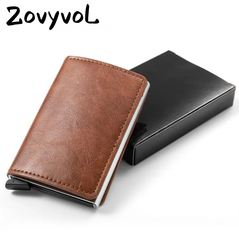 ZOVYVOL, Противоугонный, мужской и женский держатель для карт, безопасный, Умный кошелек, металлический, алюминиевый, мульти тонкий, маленький, короткий кошелек, Cartera Mujer