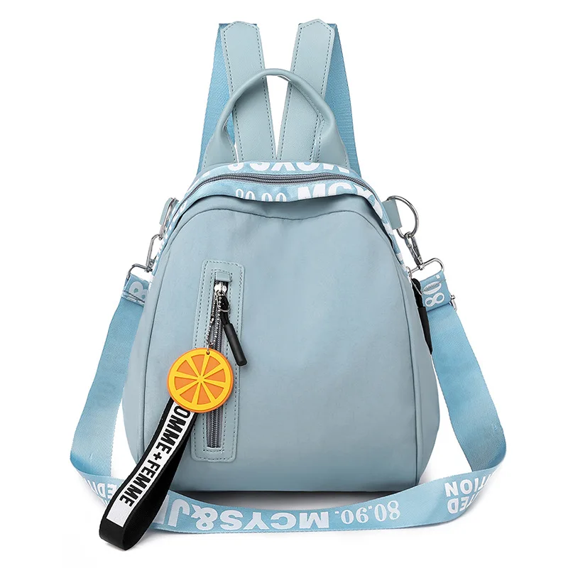 Женский рюкзак, Повседневный, с буквенным принтом, многофункциональный, с карманами, для путешествий, рюкзаки для женщин, школьная сумка для девочек-подростков, сумки на плечо, маленькие - Цвет: Синий