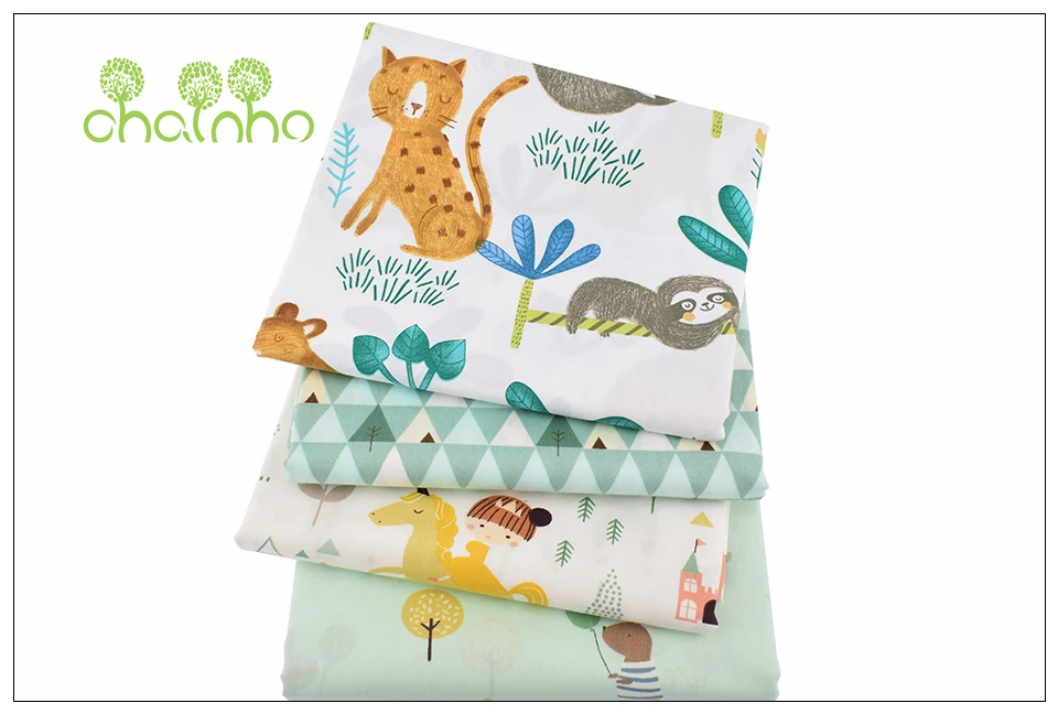 Chainho, 8 шт./партия, Мультфильм серии, печать твиловая, хлопковая ткань, Лоскутная Ткань для DIY шитья ребенка и ребенка материал, 40x50 см