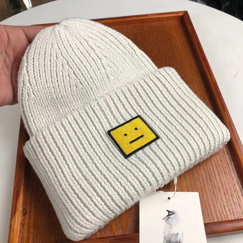 Облегающая шапка с улыбающимся лицом черепом Вязаная кашемировая теплые шапки