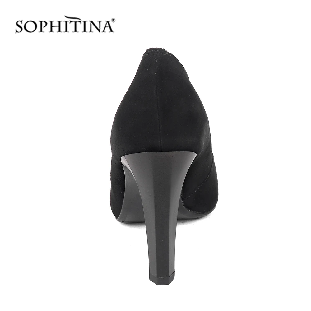 SOPHITINA/модные туфли-лодочки специального дизайна; высококачественные замшевые туфли на тонком каблуке; пикантные туфли с острым носком; новые женские туфли-лодочки с закрытым носком; SC231