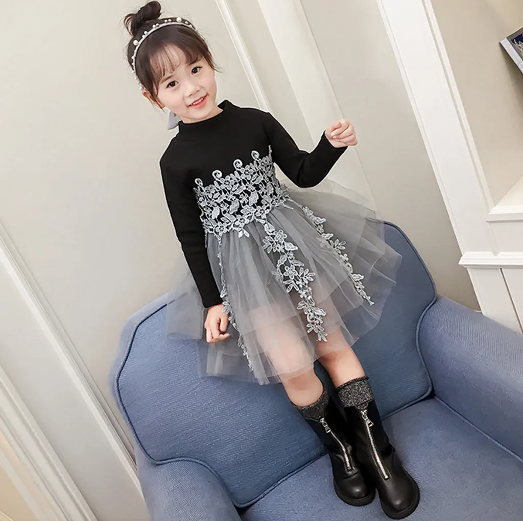 Платье для девочек; Детские осенние модные вечерние платья в сеточку; Повседневные Вечерние платья для маленьких девочек; вязаный свитер; платье принцессы с фатиновой юбкой; Vestidos