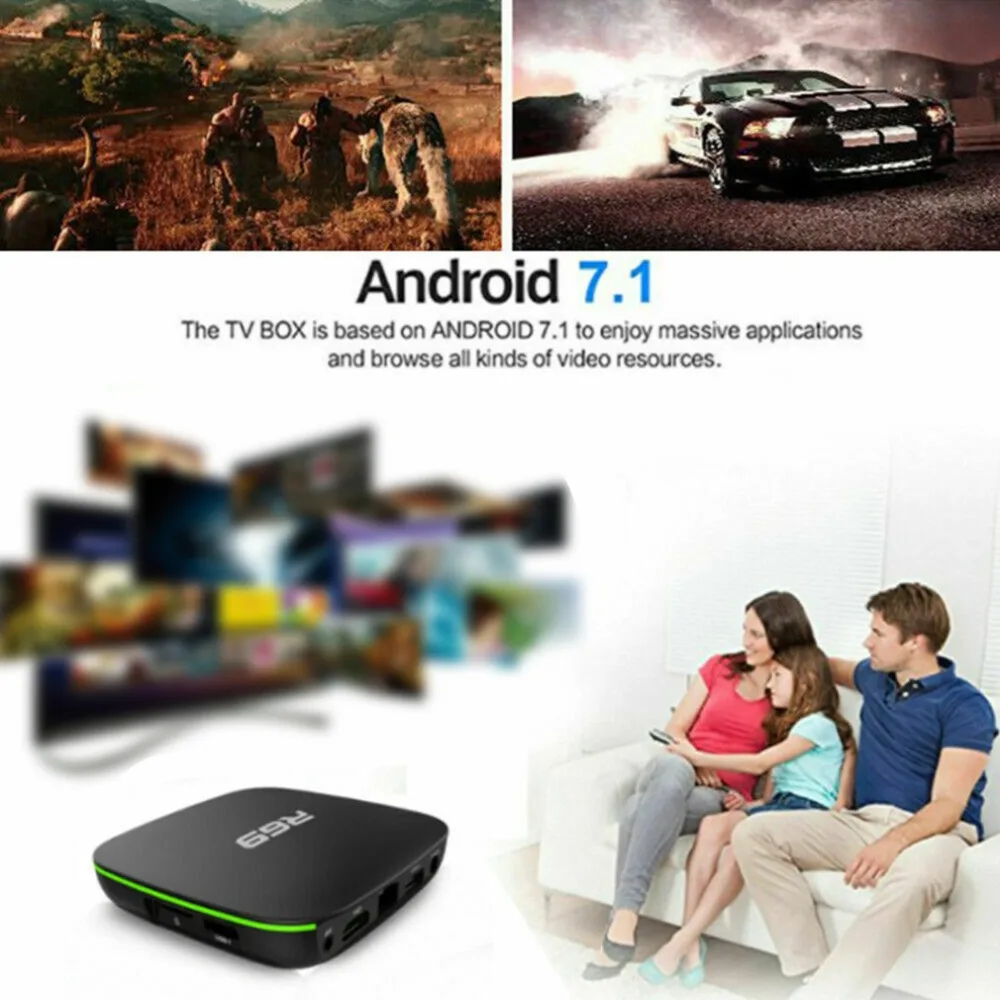 Горячая Распродажа R69 Android 7,1 Smart tv Box 1+ 8G четырехъядерный HD 2,4 GHz WiFi 4K медиаплеер 1080P HD Поддержка 3D фильма