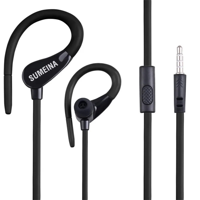 Black SMN-11 наушники, 3,5 мм, стерео наушники с заушником, бас-звук, гарнитура для бега, спорта, Xiaomi, samsung, iPhone, компьютер, Fone de ouvido - Цвет: Black