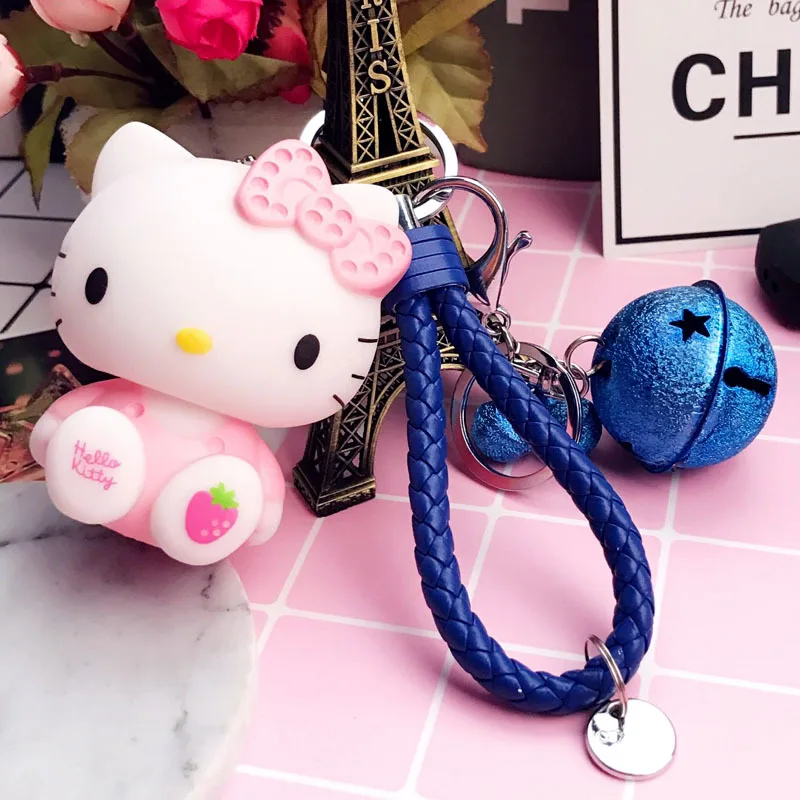 Style8 Стильная футболка с изображением персонажей видеоигр рисунок «Hello Kitty» кукла-брелок для ключей женские ювелирные изделия колокольчика кожаный брелок из веревок для девочек сумка Подвеска автомобиль брелок на подарок - Цвет: Style8