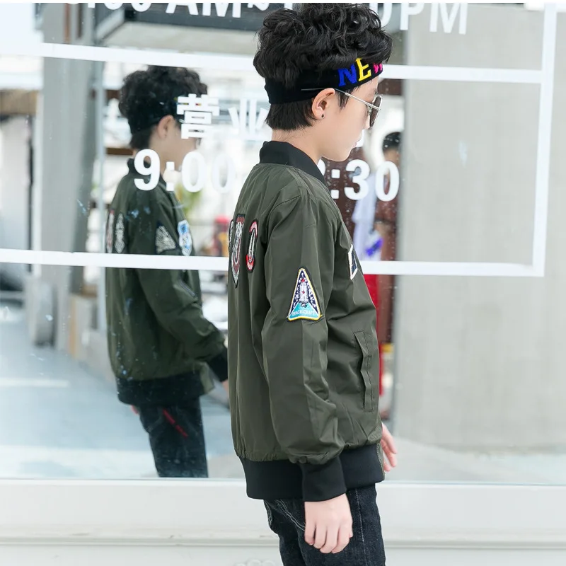 

Children BOY'S Big Boy Autumn And Winter Jacket Embroidered Flight Suit Fashion-Style Coat Europe And America New Style
