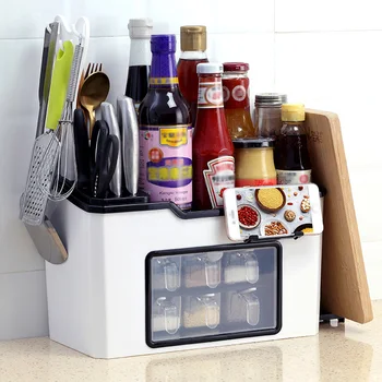 

Kitchen Six Grid Condiments Organizer Seasoning Storage Rack Finishing Shelf High Quality Material, Durable And Practical To Use