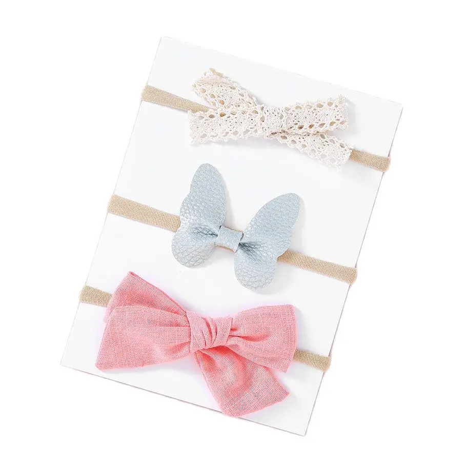 1 Набор бантом цветочным узором однотонная Детская лента для волос Ободок с из