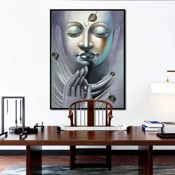 

OKHOTCN Buddha Motivational Art Carving Canvas Figure Unframed Posters Buddhism Print For Living Room Study