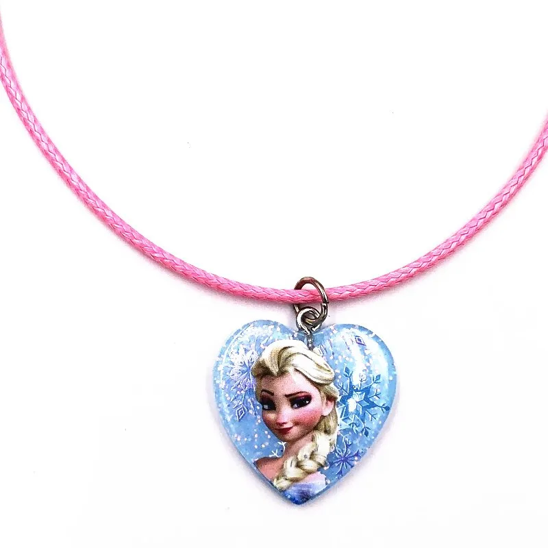 1Pcs Hot sale Cute Belle Elsa Princess Necklace Choker Rope Children Jewelry Kids Fashion Accessories For Girls Birthday Gifts