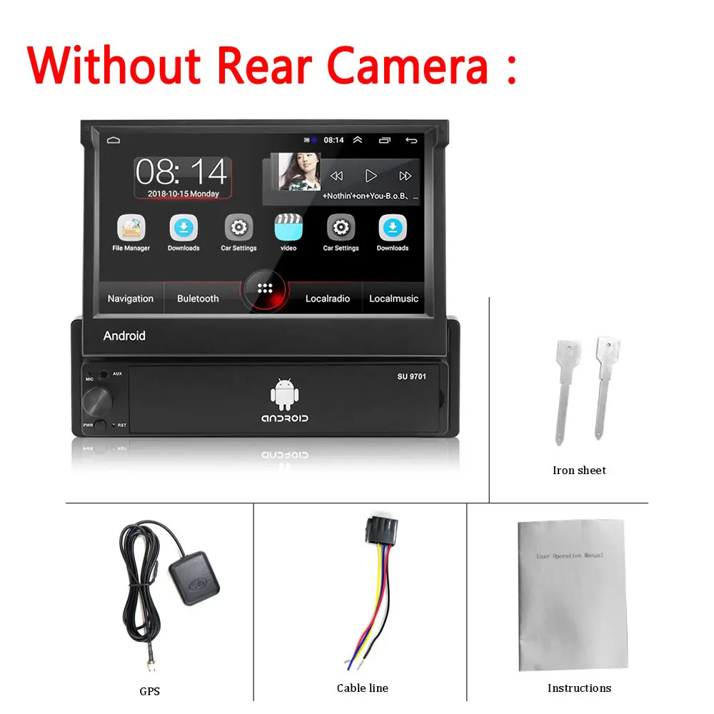 Without Camera LeeKooLuu 1 Din Android Автомагнитола 7 дюймов выдвижной сенсорный экран 1Din Автомагнитола gps wifi Mirror link автомобильный мультимедийный плеер - Цвет: Without Camera