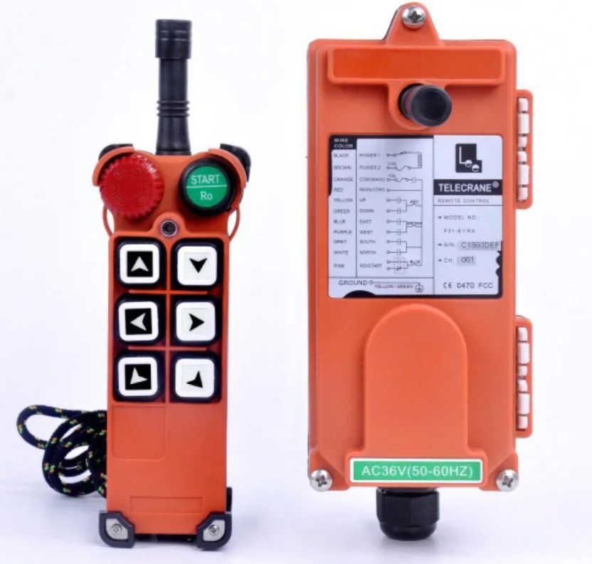 

F21-E1(include 1 transmitter and 1 receiver)/TELEcrane Crane Remote Control F21-E1 36V 220V 380V 6 buttons 1 Speed