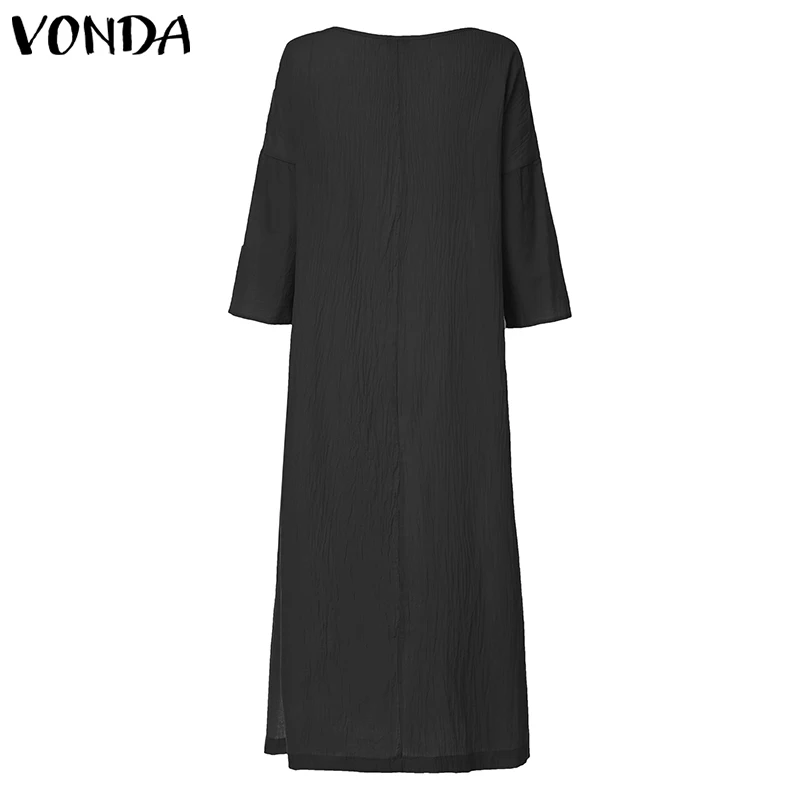 VONDA женское сплошное свободное Несимметричное длинное платье повседневное свободное хлопковое платье для беременных 3/4 рукав богемное беременность Vestidos