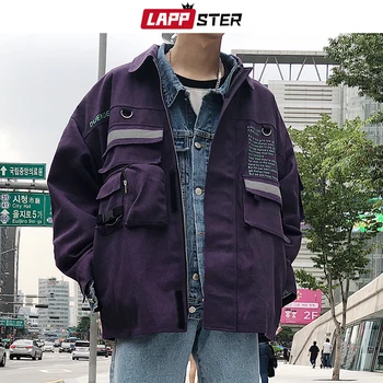 

LAPPSTER Men Black Harajuku Cargo Jackets 2020 Man Japanese Streetwear Hip Hop Windbreaker Korean Reflective Bomber Coats