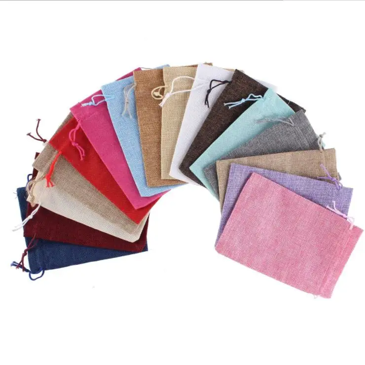 5 шт./лот натуральный мешок из мешковины и льна карманная Сумка тоут для конфет