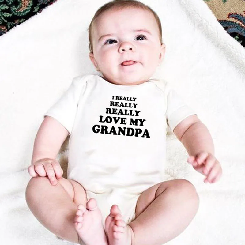 I Really Really Love My Grandpa Newborn Baby Bodysuit Cute Cotton Short Sleeve Baby Boy Girl Onesies Rompers Body Infant Clothes