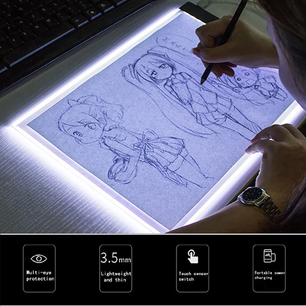 1pc LED Diamond Painting Light Pad Lightpad Board Diamond Painting Accessories Tool Kits A5 Drawing Graphic Tablet Box