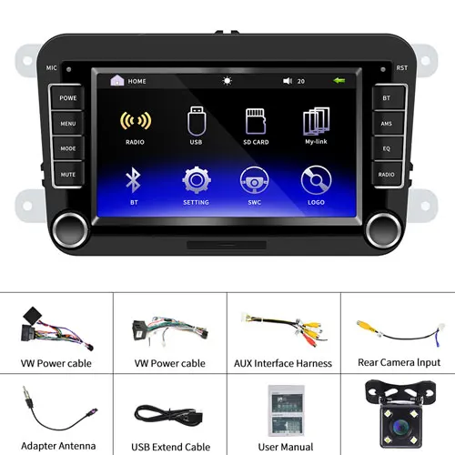 With 4 LED Camera Camecho 2DIN 7 ''Автомобильный мультимедийный плеер Bluetooth автомагнитолы Android зеркальная связь аудио стерео радио Coche Mp5 Аудио плеер для VW - Цвет: With 4 LED Camera