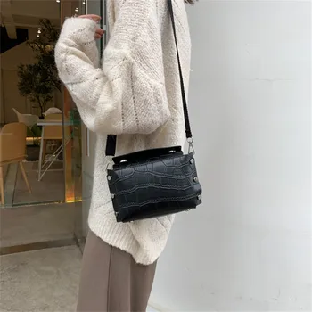 

Mini Small Square bag 2019 Summer Fashion New Quality PU Leather Women's Handbag Crocodile pattern Chain Shoulder Messenger Bags