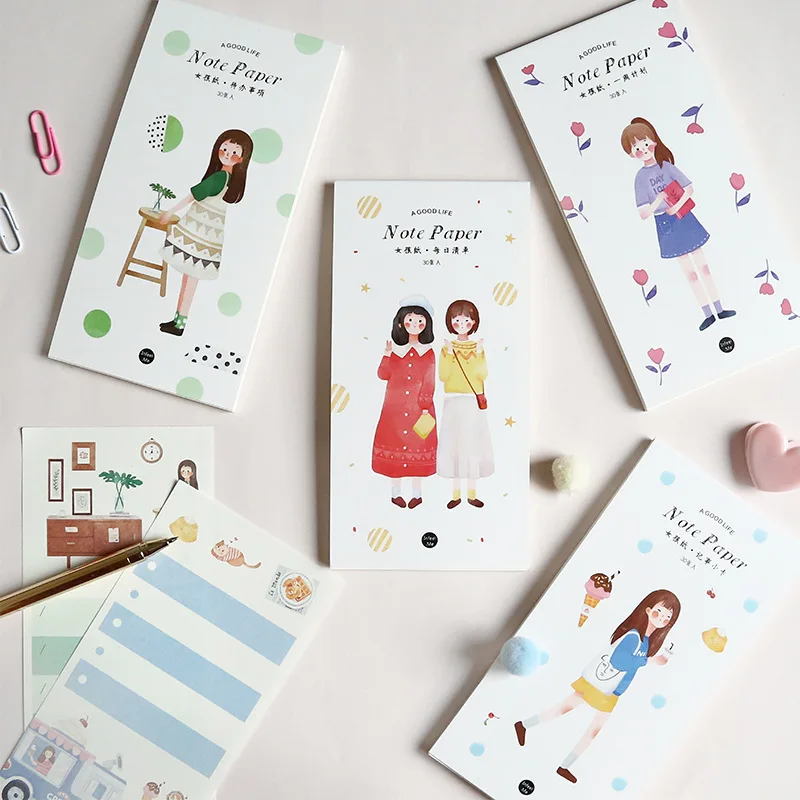 

Infeelme Tearable Notebook GIRL'S Paper Pattern Sticky Notes Hand Account Note Book Word Carry-on Plan