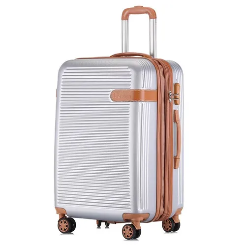 Silver grey KLQDZMS 20 ''24 дюймов Модные ABS+ PC багаж на колесиках для путешествий для мужчин и женщин для переноски багажа на колесиках - Цвет: Silver grey