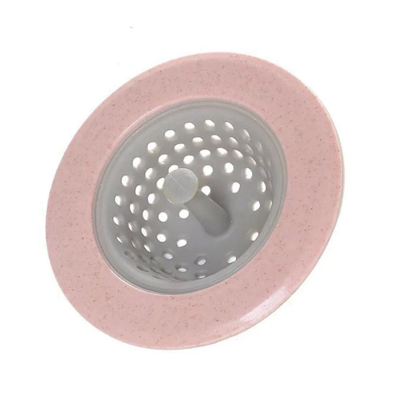pink 1 шт., Силиконовый Фильтр для кухонной раковины, Пшеничная солома, фильтр для ванной комнаты, сито для душа, раковина, крышка для дренажа, дуршлаг для раковины, канализационный фильтр для волос - Цвет: pink