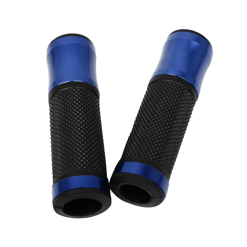 Blue 1 пара 7/" CNC мотоцикл велосипед алюминиевый руль резиновые гелевые рукоятки - Цвет: Blue