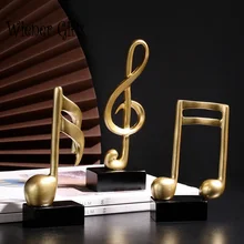 Figurine Decorative Art Statuette Golden Musical Note Handicraft Living Room Wine Cabinet Desk Ornaments Home Decor