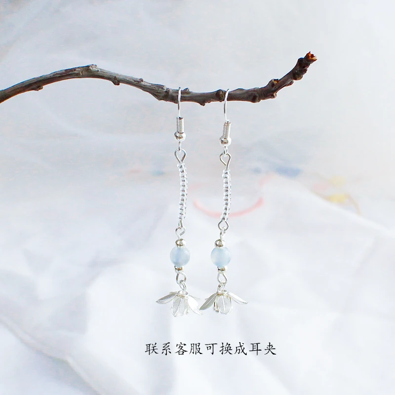 earring Китайский винтажный Небесно-Голубой шпилька для волос ручной работы волосы палочки для волос заколки аксессуары Головные уборы для ханьфу кимоно косплей 1 шт - Цвет: earring